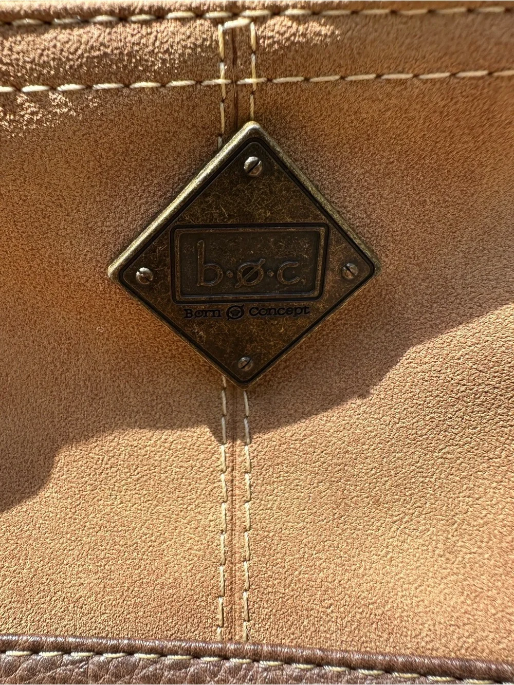 B. O. C. Born Concept Two Toned Faux Leather Backpack Purse Snap Flap Closure